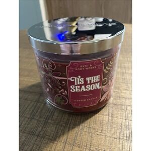 Bath & Body Works Tis The Season 3-Wick Candle 14.5oz Apple Cinnamon Cedarwood